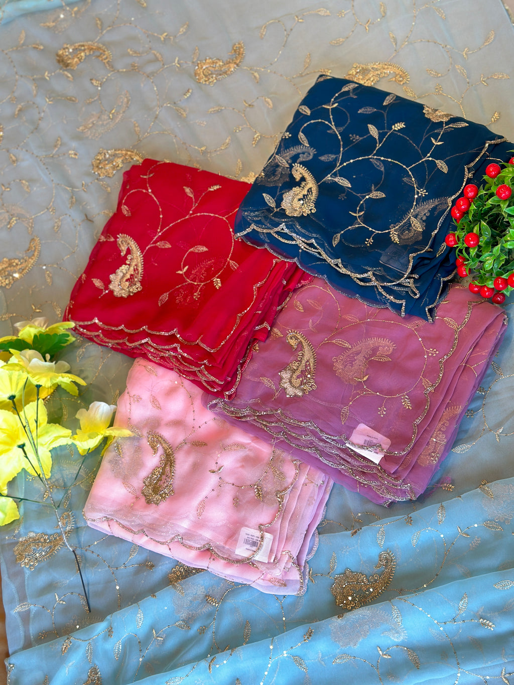 PURE GEORGETTE SAREE WITH PREMIUM HANDWORK