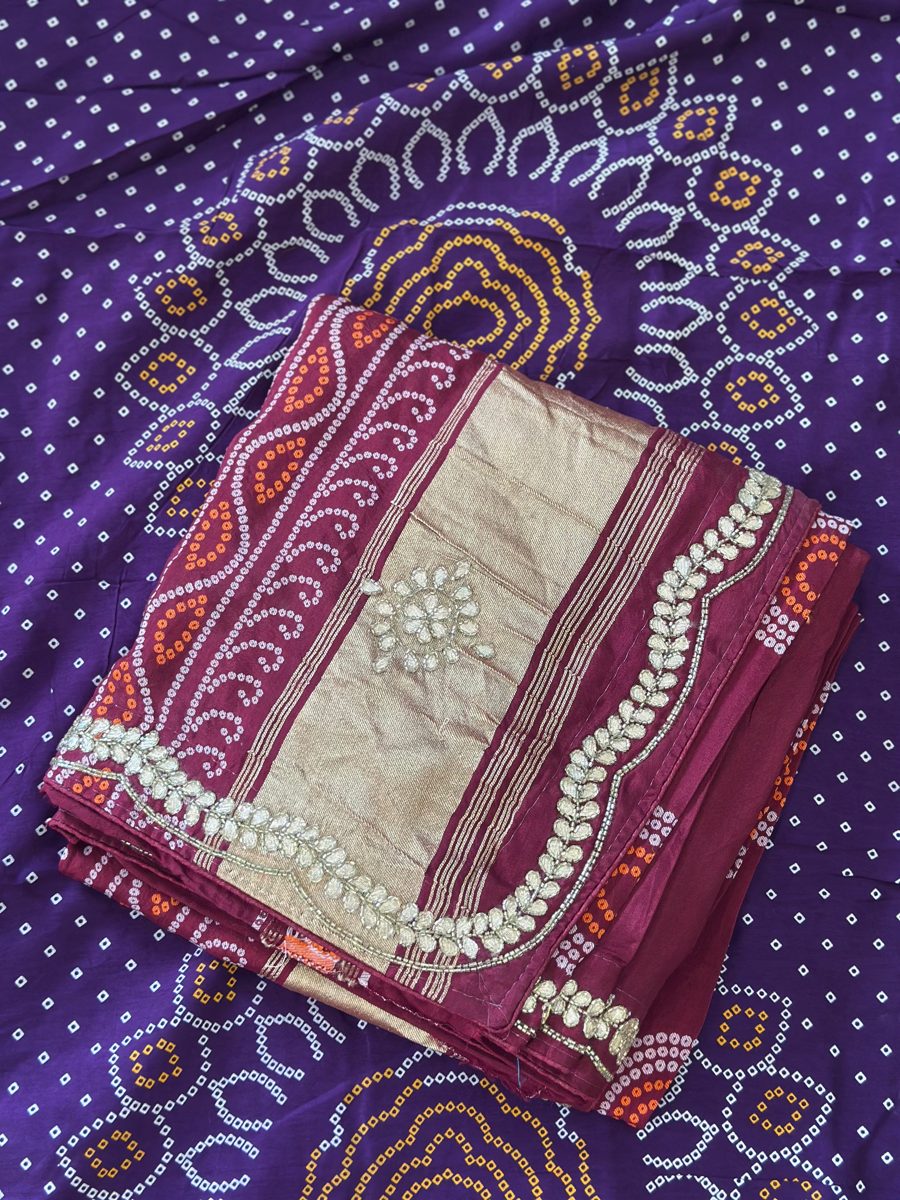 ✨Royal Bandhej Saree with Premium Gota Patti Detailing ✨