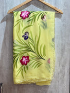 HAND BRUSH PAINT HANDWORK SAREE