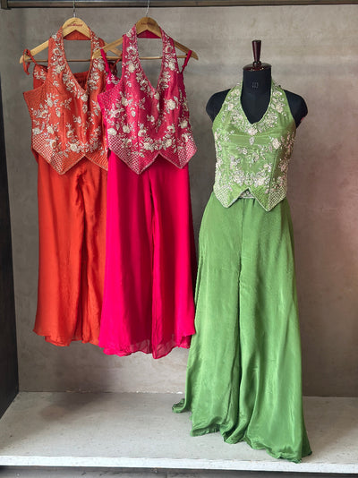 PREMIUM HALTER NECK INDOWESTERN SET