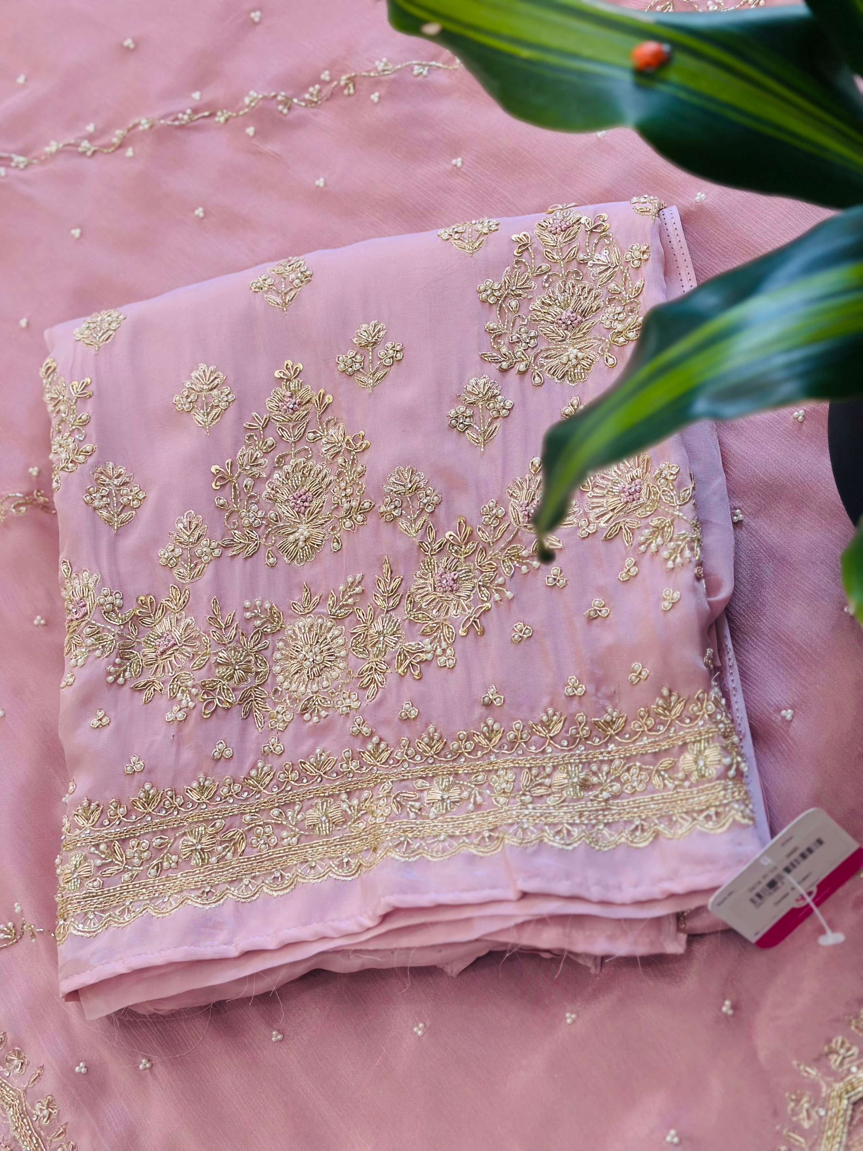 Premium Unstitched Crepe Handwork Suit