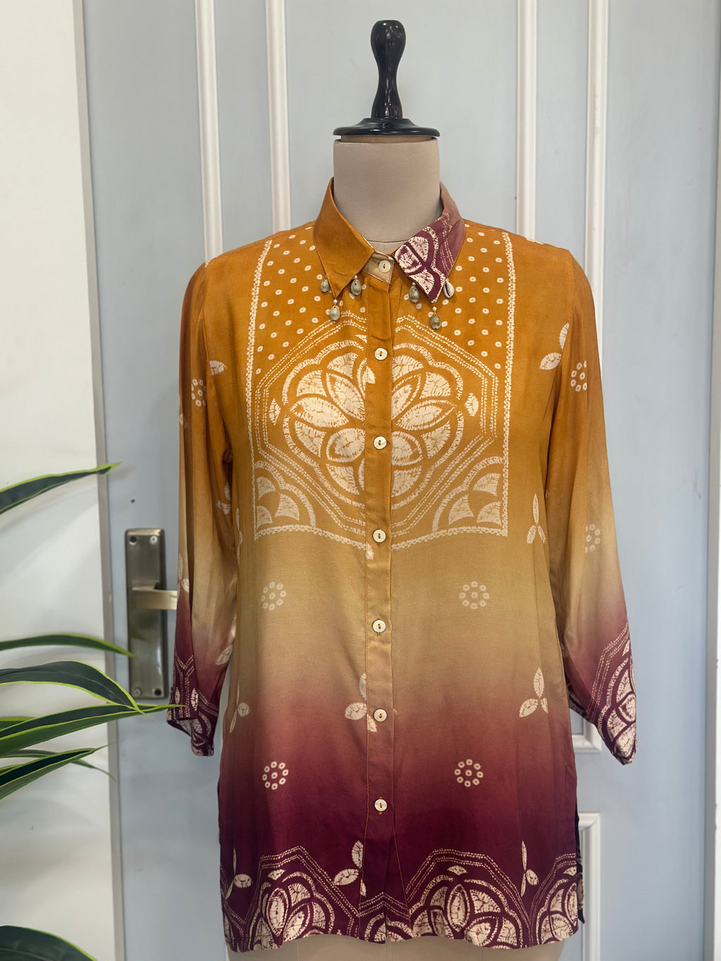 Ombre Bandhani Printed Shirt Top