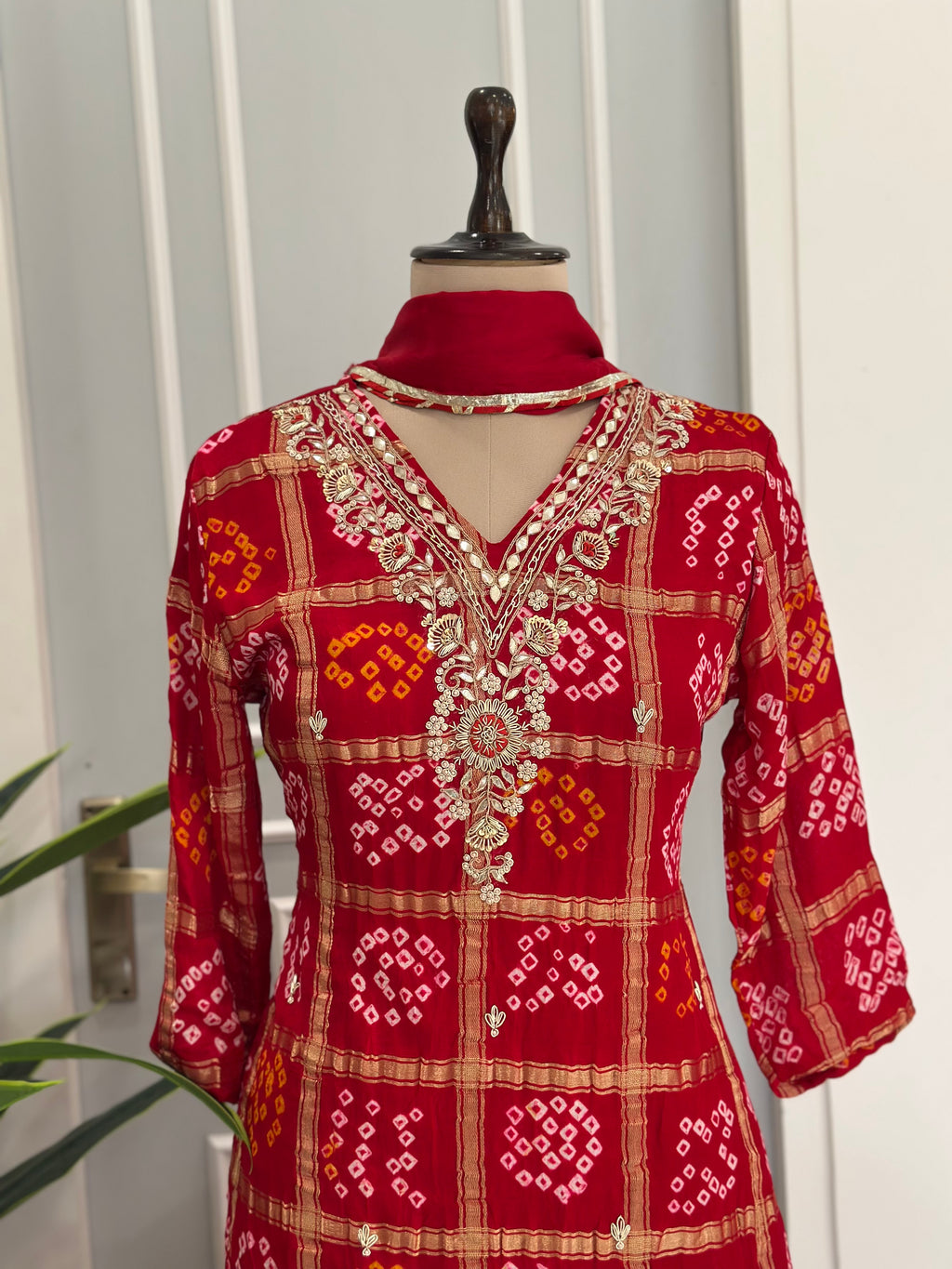 Premium gajji silk hand work skirt set