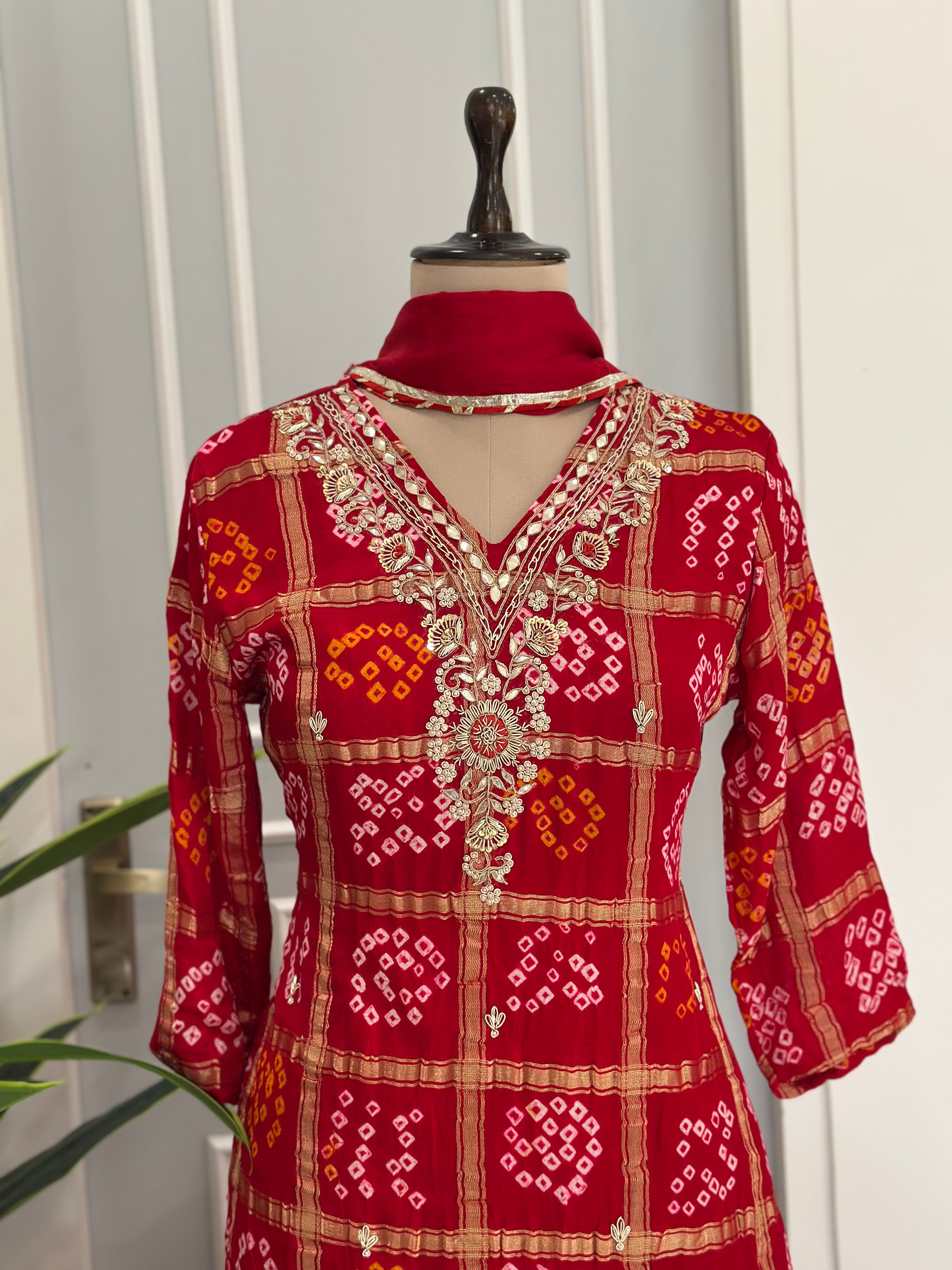 Premium gajji silk hand work skirt set