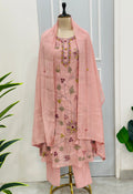Elegant hand embroidery mul Chanderi suit set