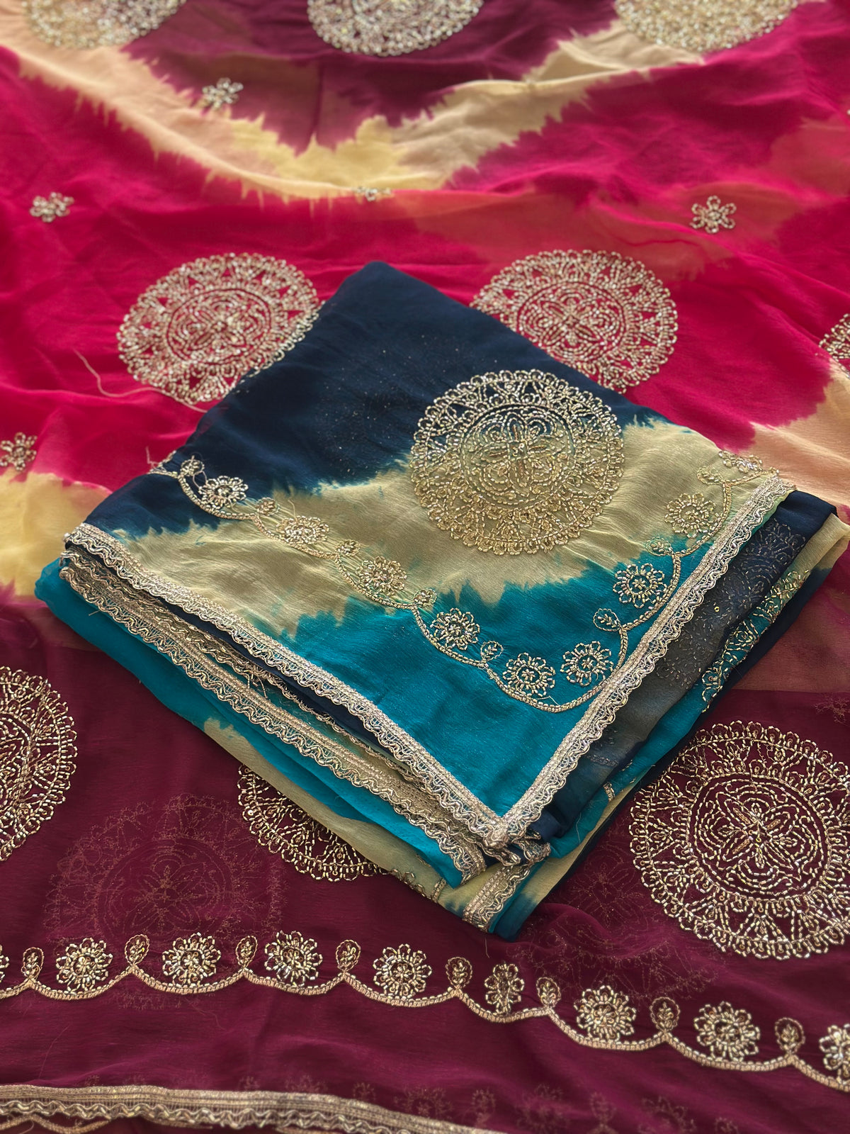 Premium Tie & Dye Chiffon Saree