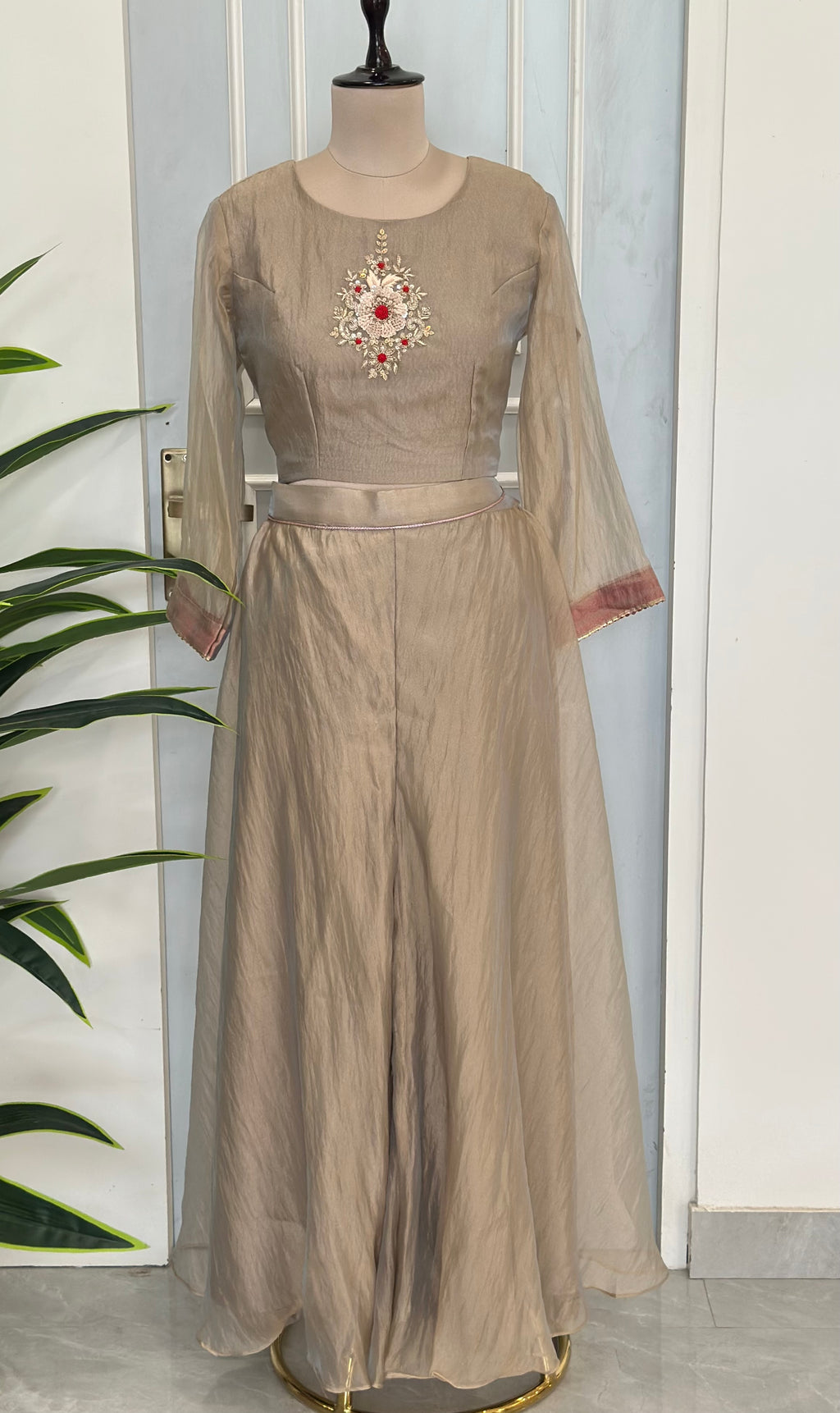 Jacket Style Handwork Anarkali with Dupatta