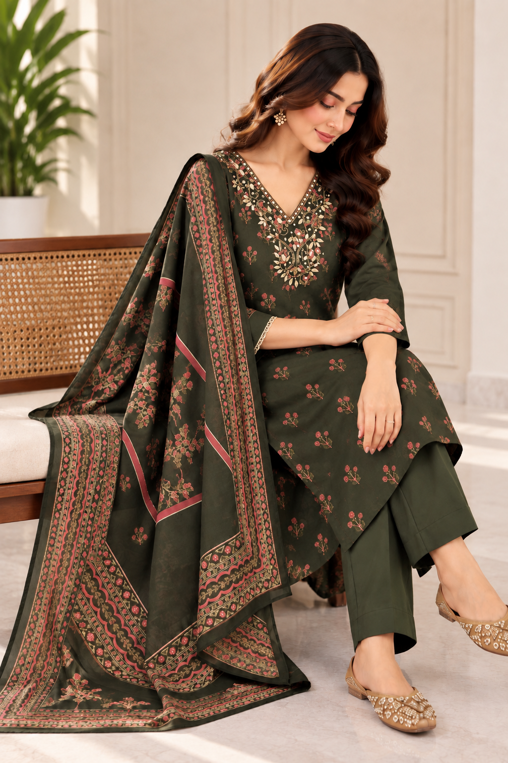 Floral Heritage Handwork Suit Se