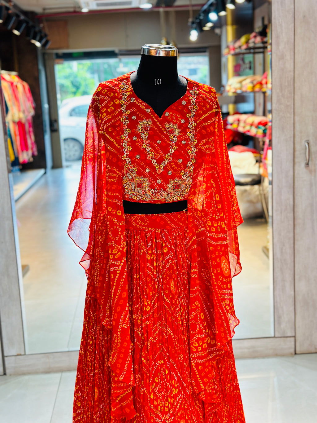 INDO-FUSION BHANDEJ LEHNGA SET