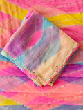 Ethnic Multishade Georgette Saree with Cutdhana & Gota Work