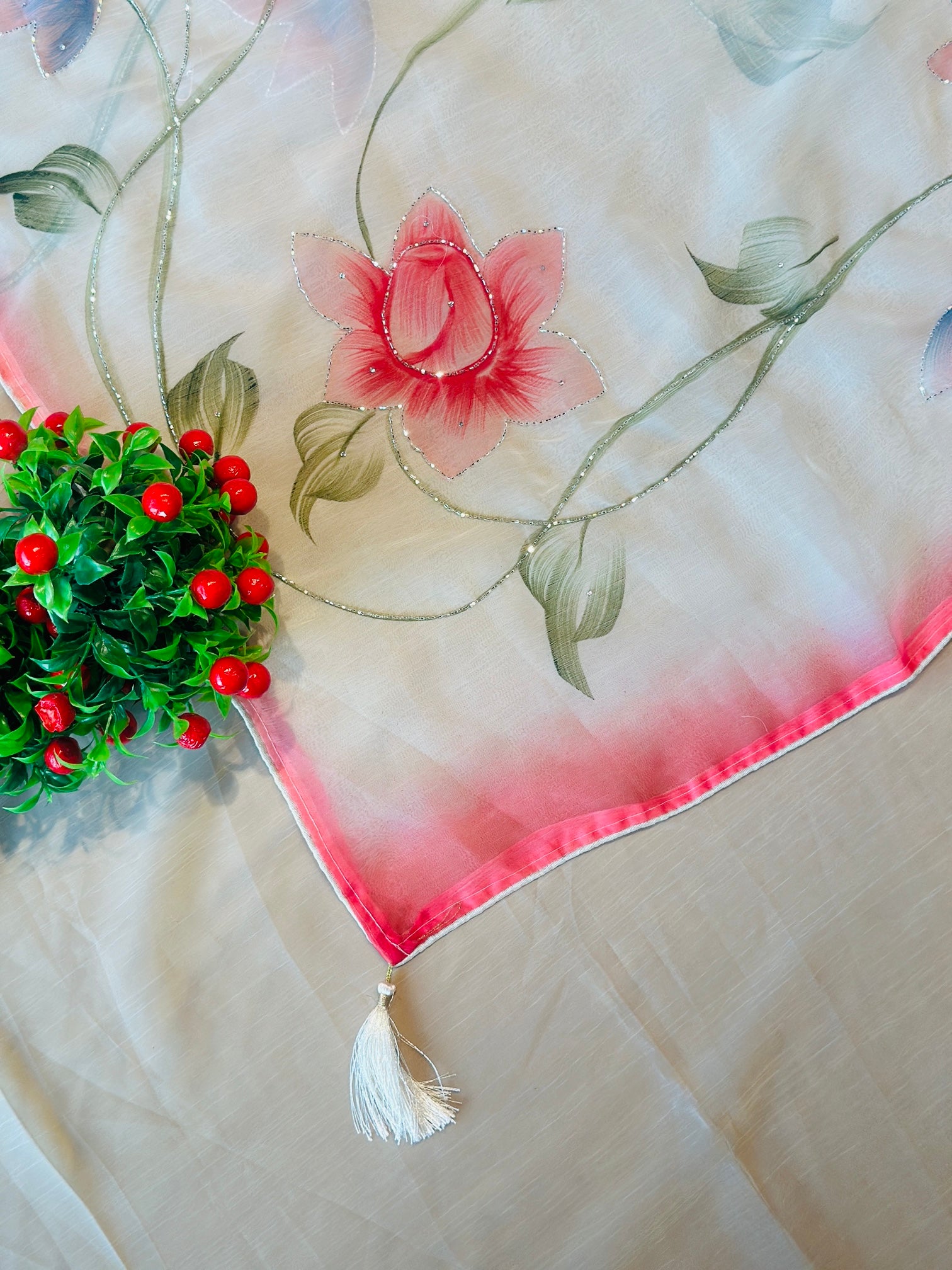 PREMIUM FLORAL HANDWORK SAREE