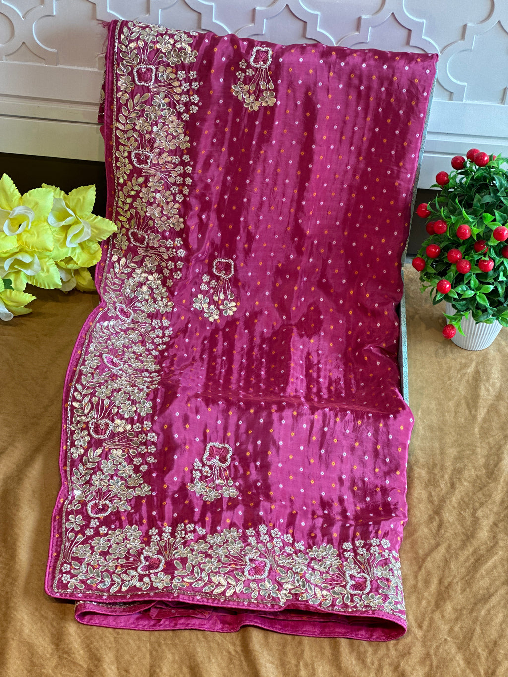 PREMIUM ZARDOSI HANDWORK BHANDEJ SAREE