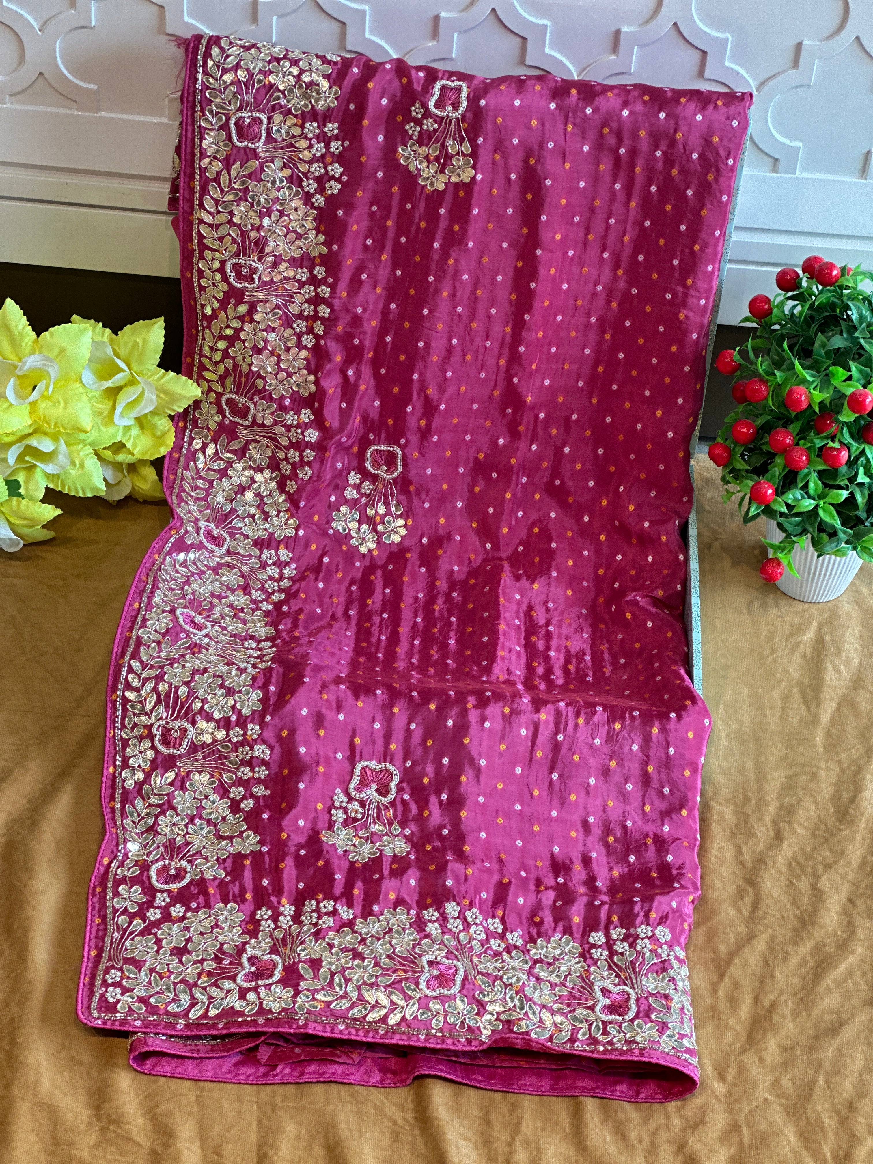 PREMIUM ZARDOSI HANDWORK BHANDEJ SAREE