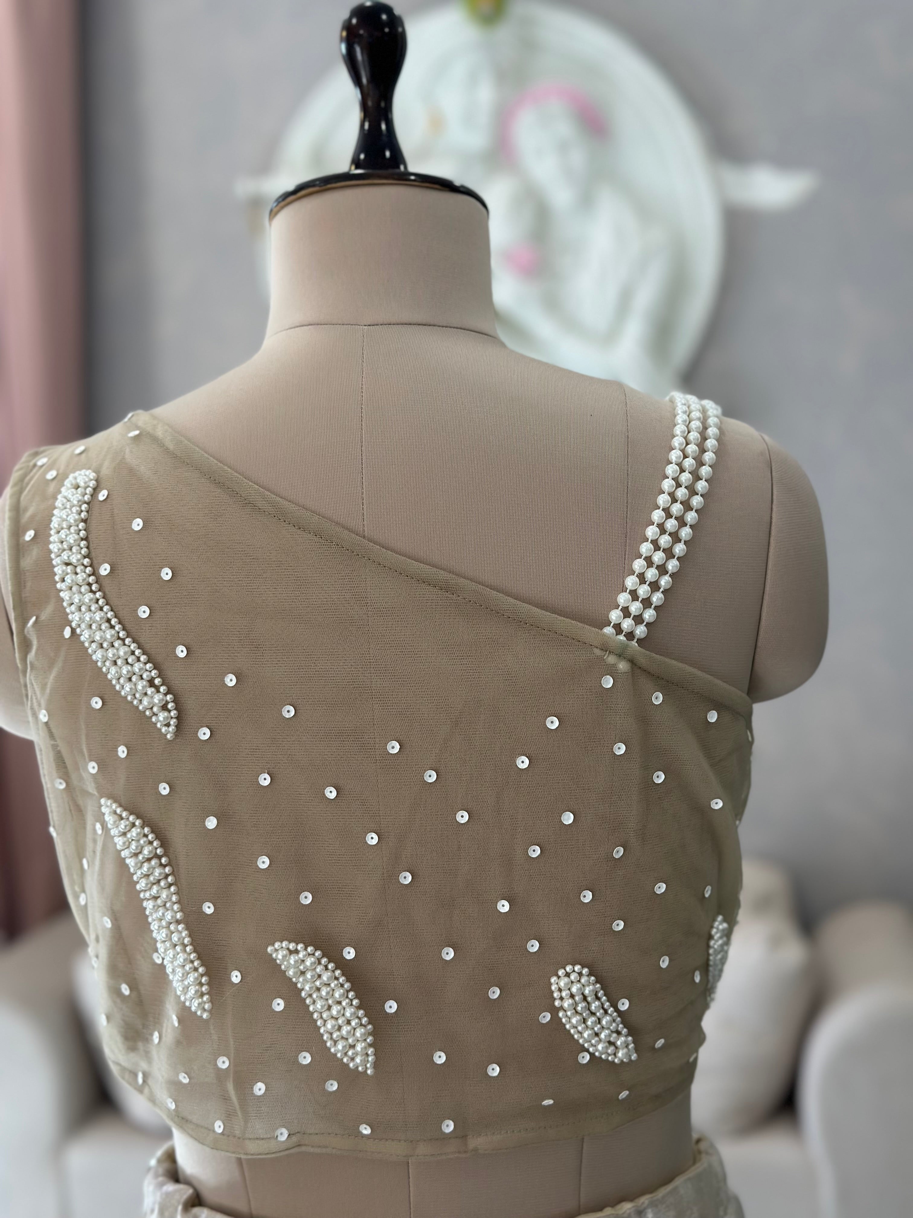 Glamour Pearl Work Saree Set
