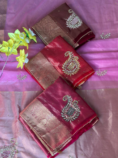 ORGANZA SAREE WITH BEAUTIFUL HANDWORK