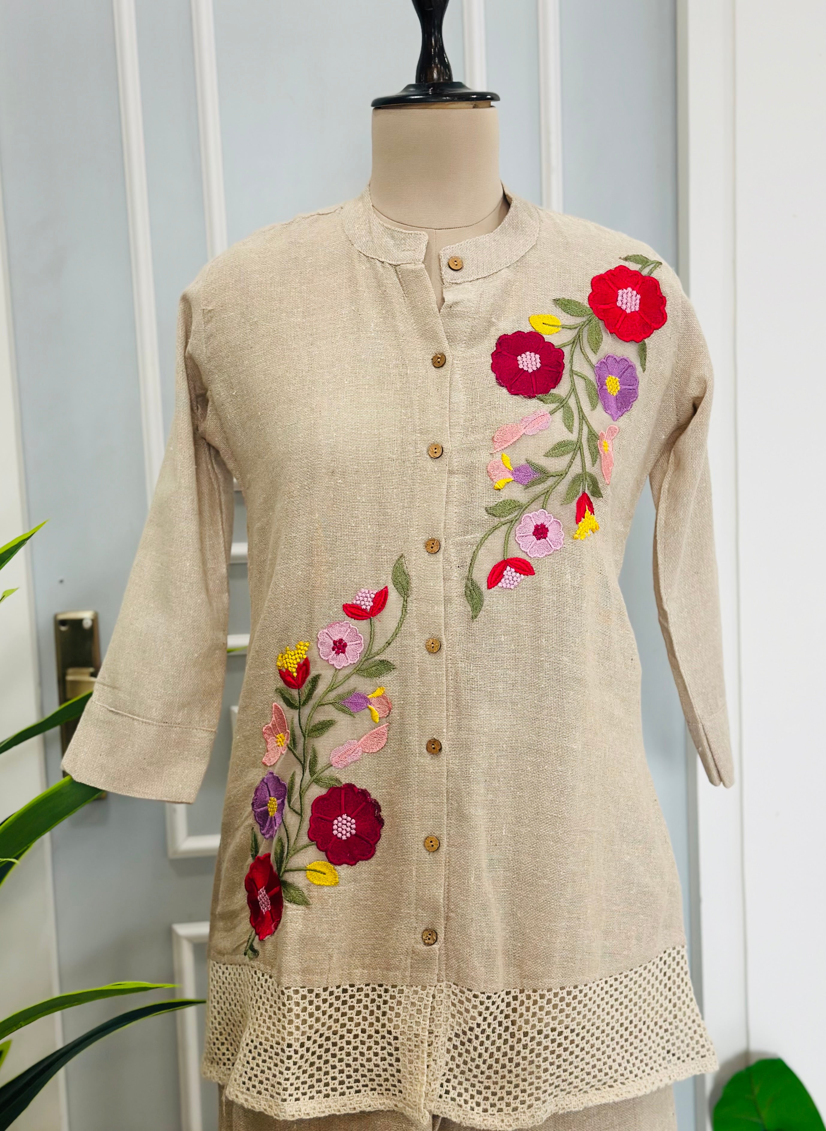 Beautiful Embroidered Jute Co-Ord Set