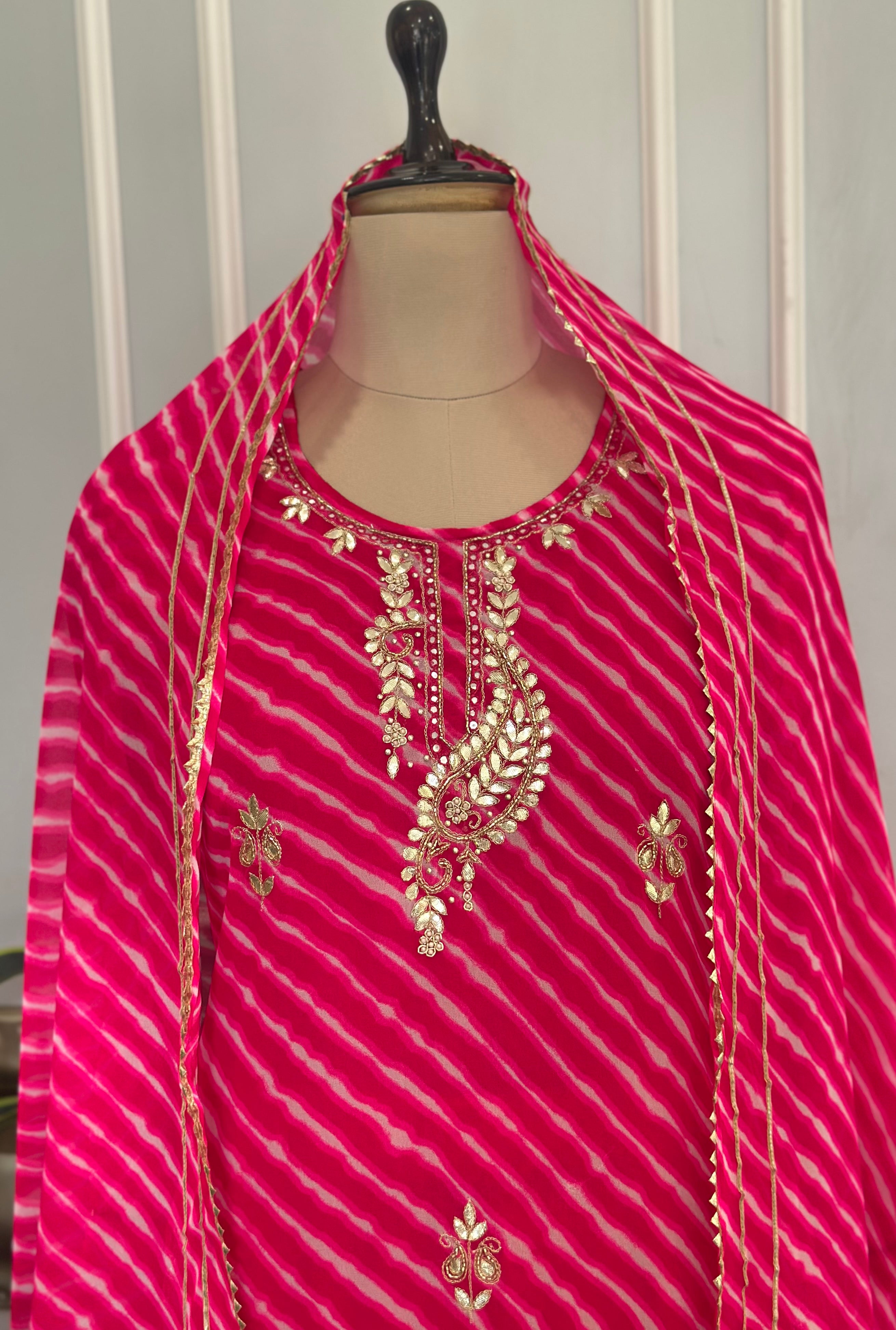 Ethnic Leheriya Handwork Suit Set
