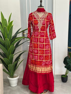 Premium gajji silk hand work skirt set