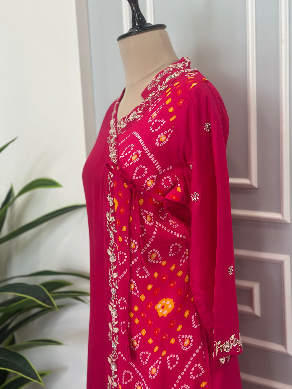 Traditional Bandhani Angrakha Kurta Set with Dupatta ✨