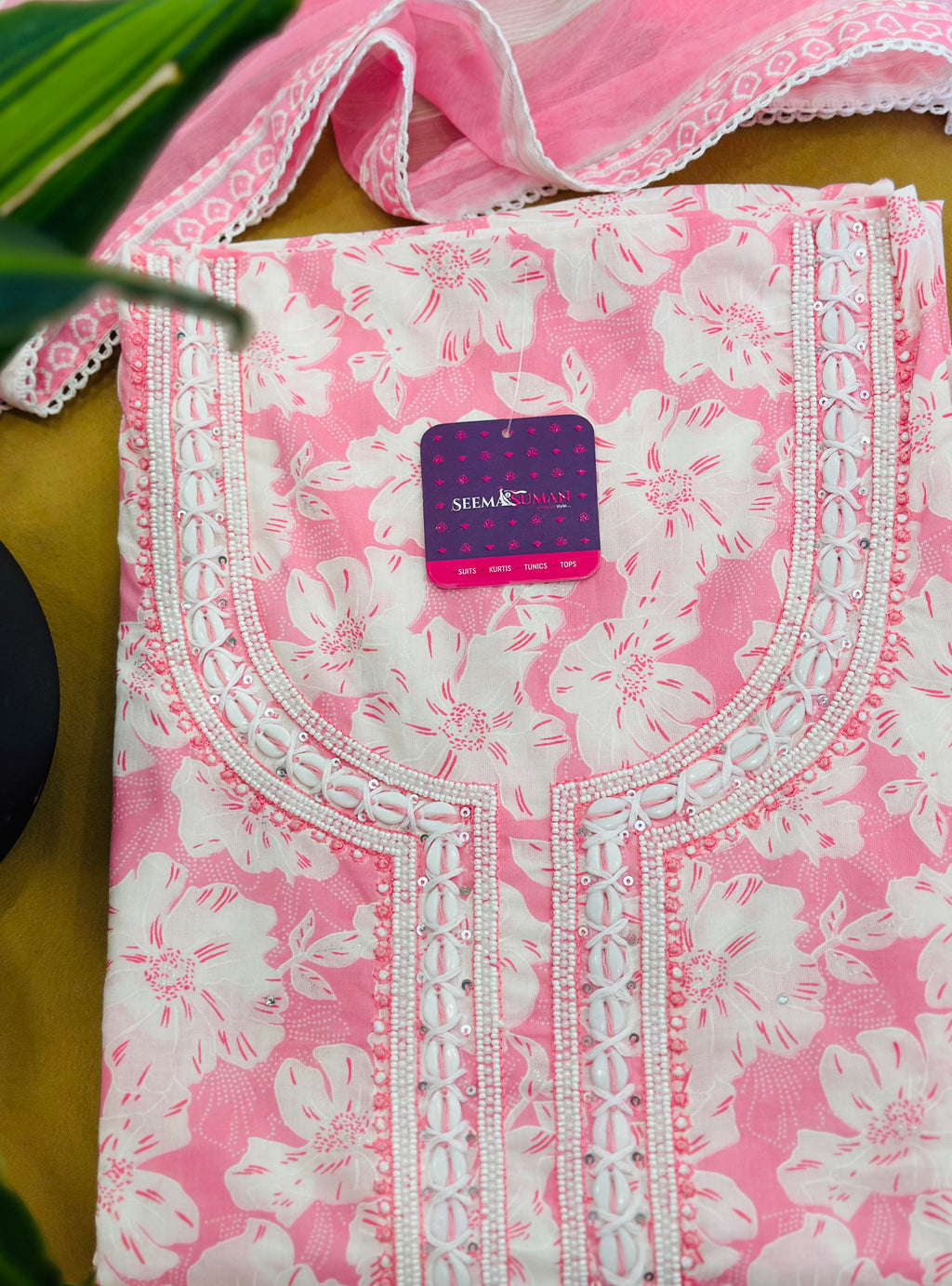 Pearls Handwork Unstitched Suit