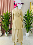 Elegant Floral Handwork Kurta Palazzo Co-ord Set