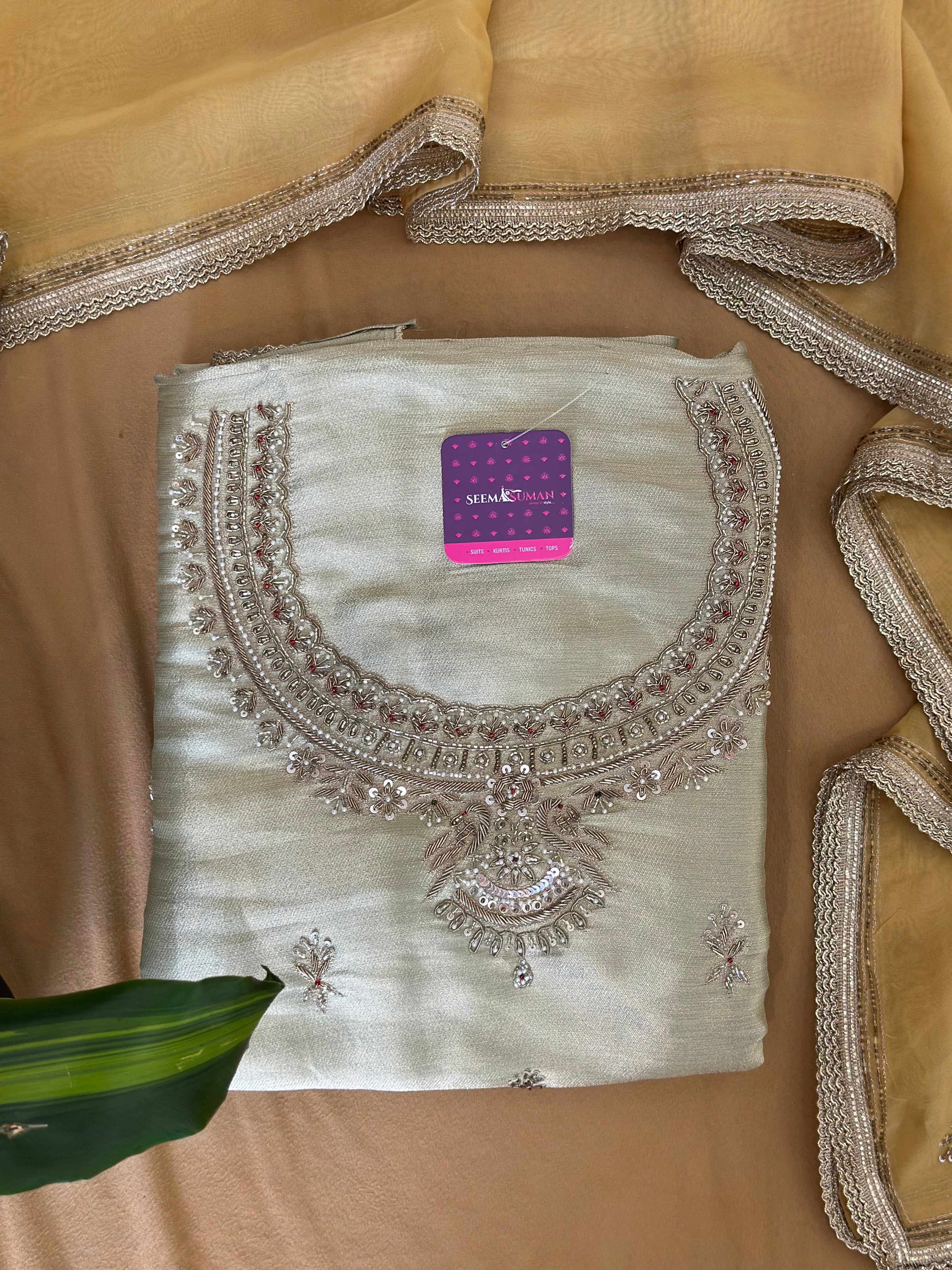 Premium Handwork Unstitched Suit Set