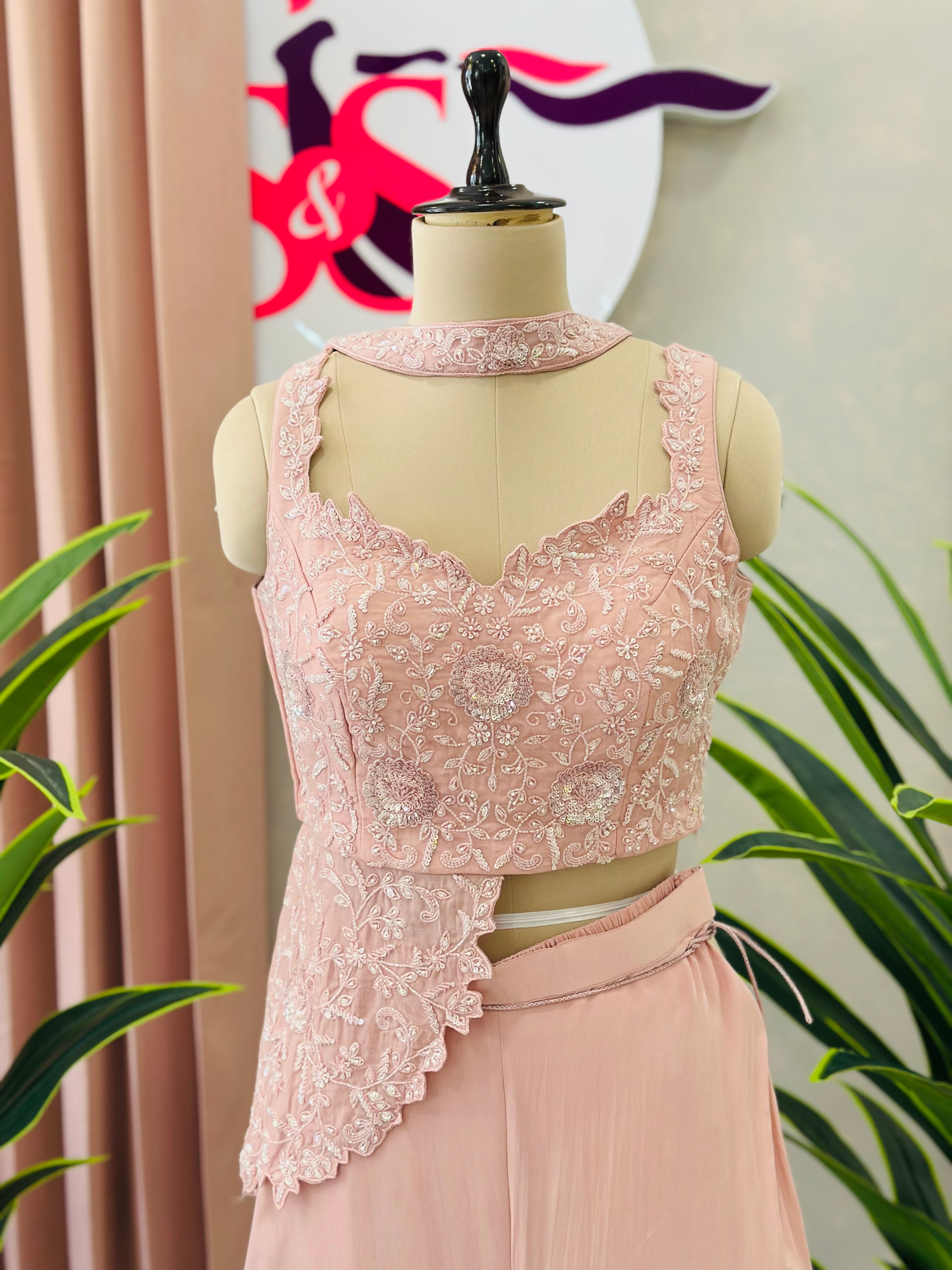Handwork Crop Top With Flared Plazo