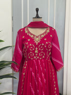 Elegant Leheriya Anarkali with Dupatta
