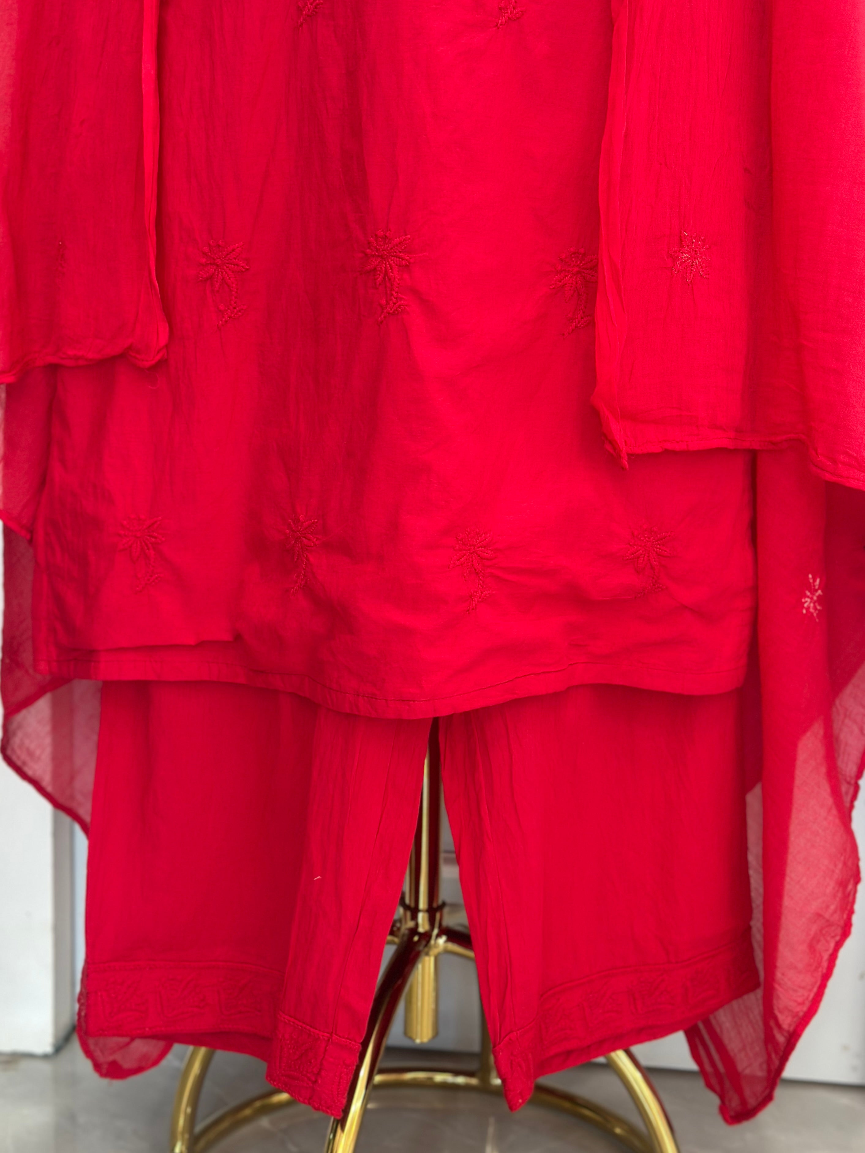 Elegant Cotton Embroidered Kurta Set with Dupatta