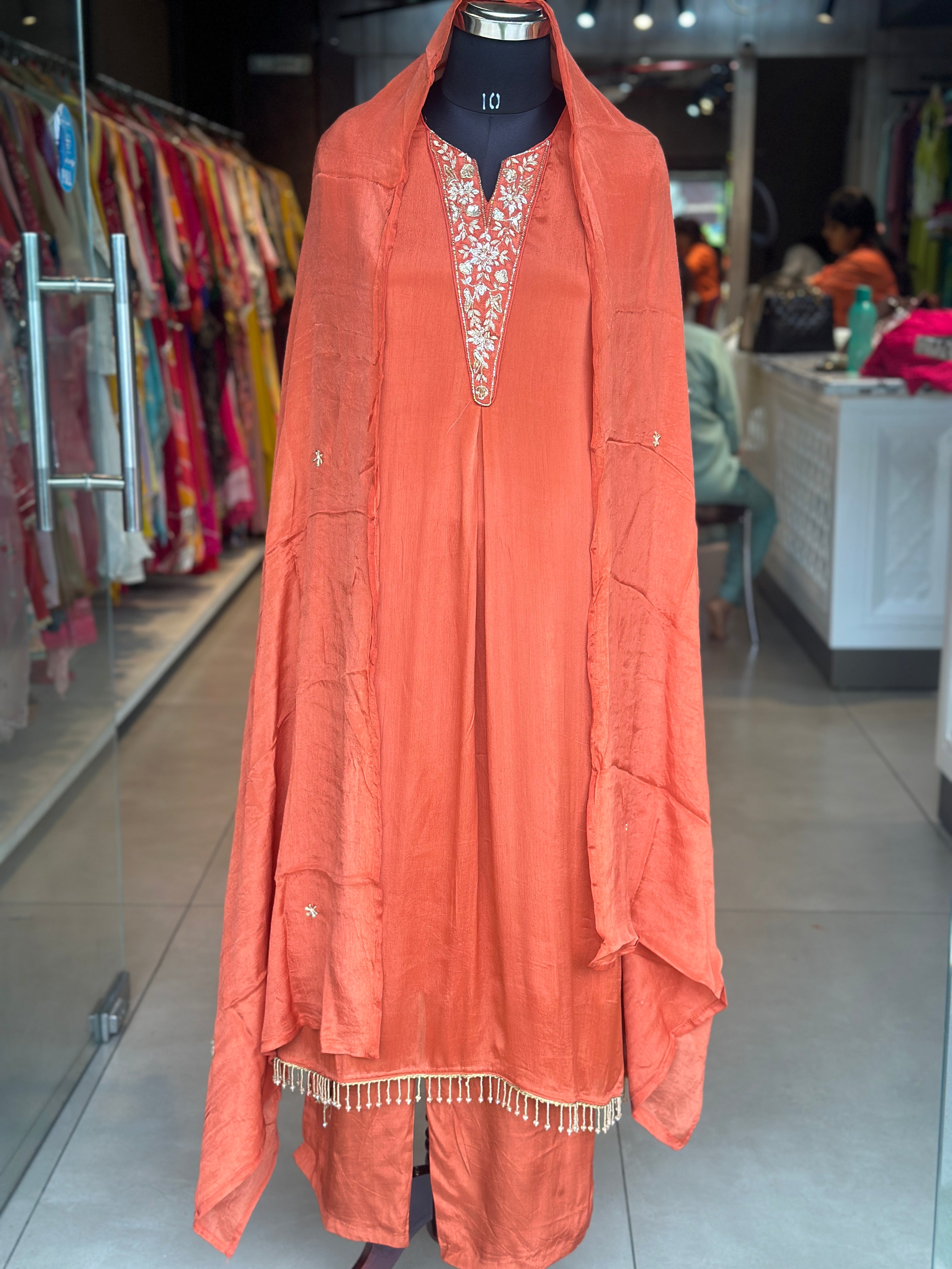 PURE CHINON HANDWORK SUIT