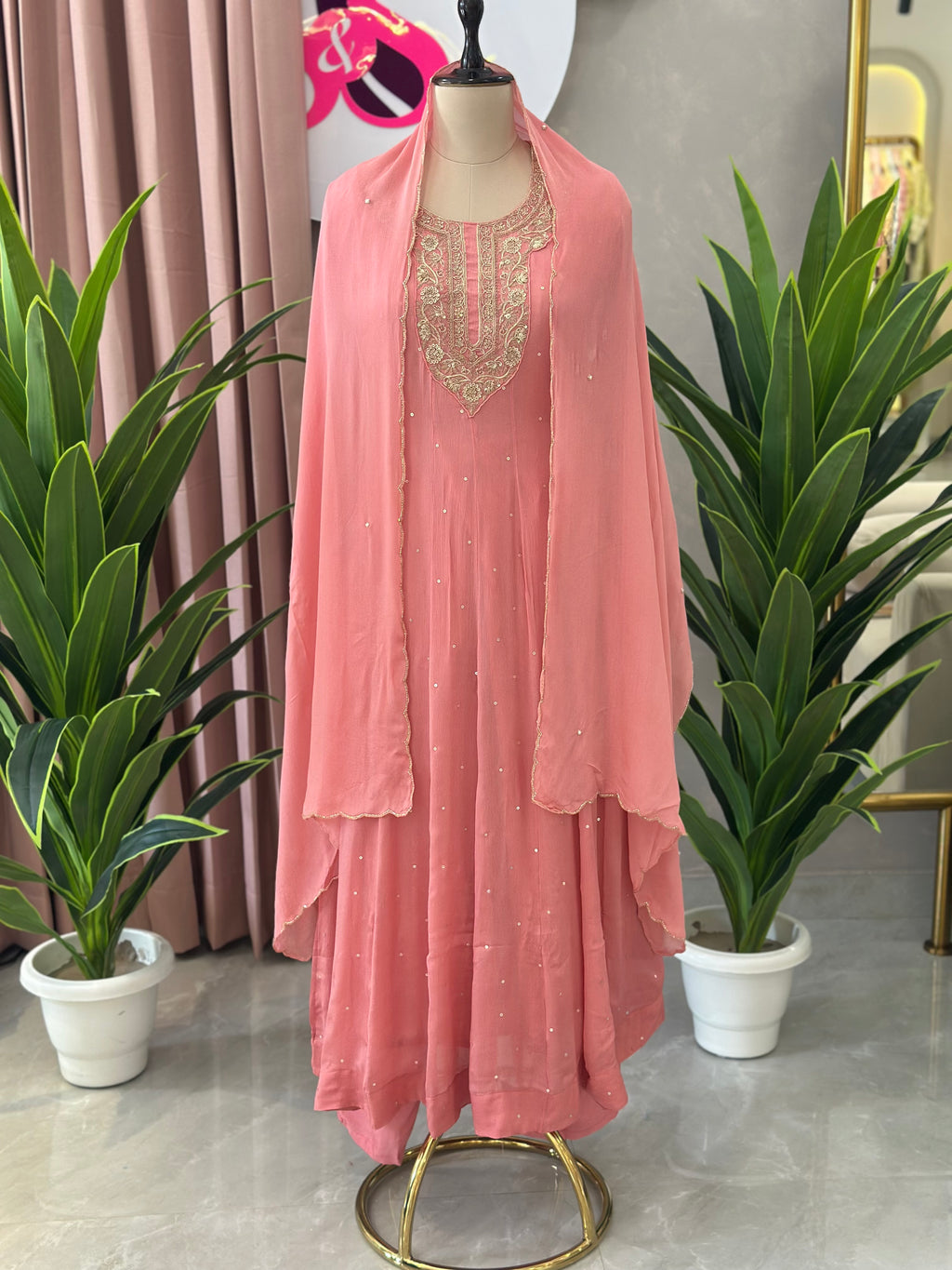 Pure Chinon Anarkali Suit Set