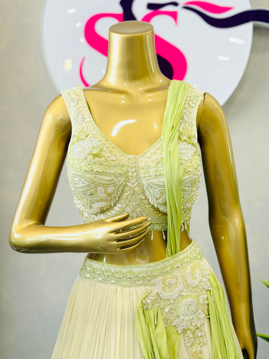 Soft Lime Designer Lehenga Choli Set