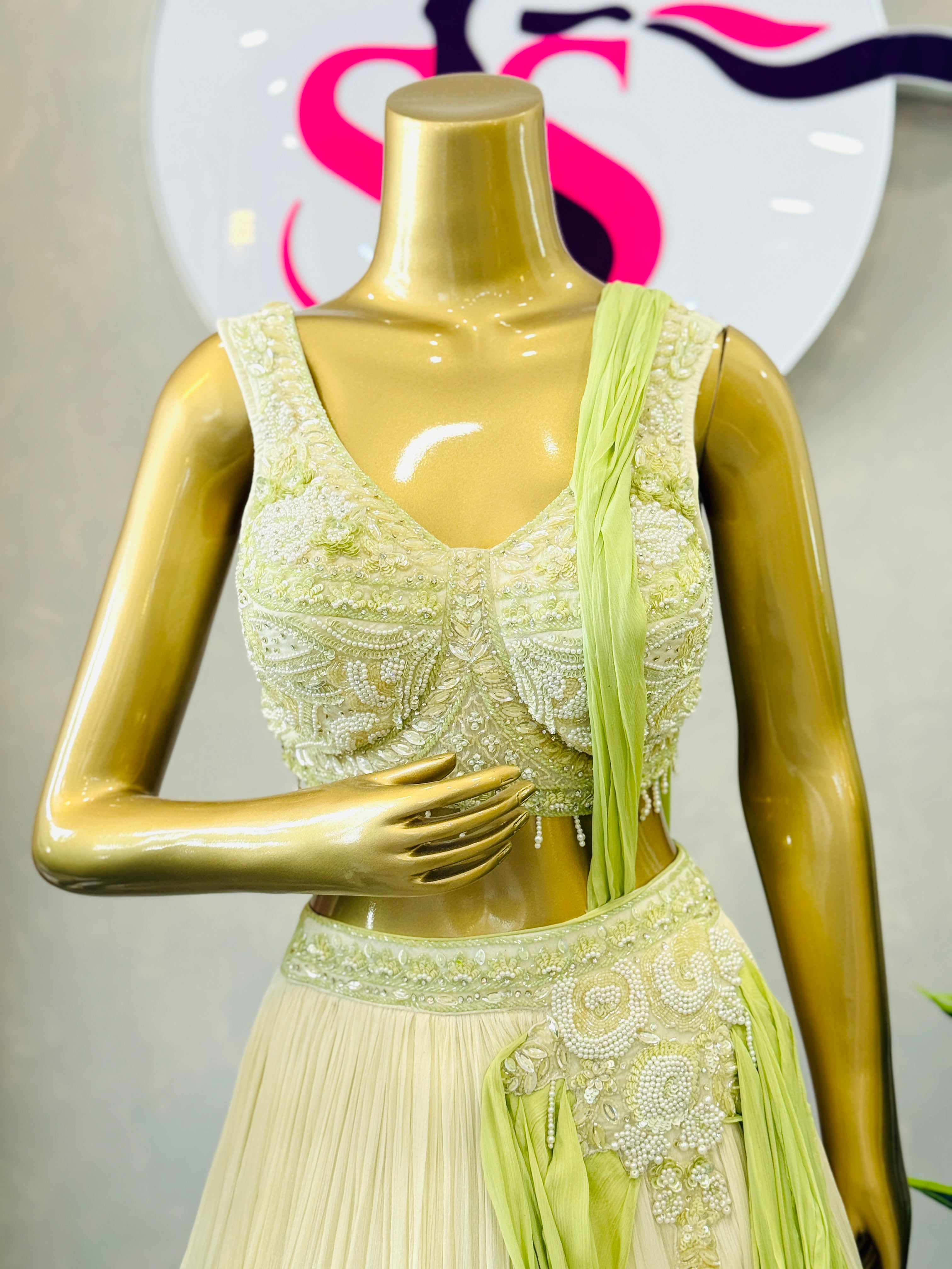 Soft Lime Designer Lehenga Choli Set
