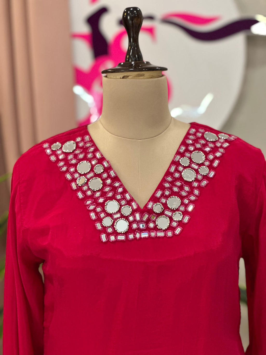 Orignal Mirror Work A-line Kurta Set