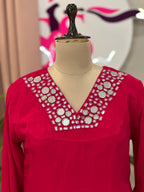 Orignal Mirror Work A-line Kurta Set