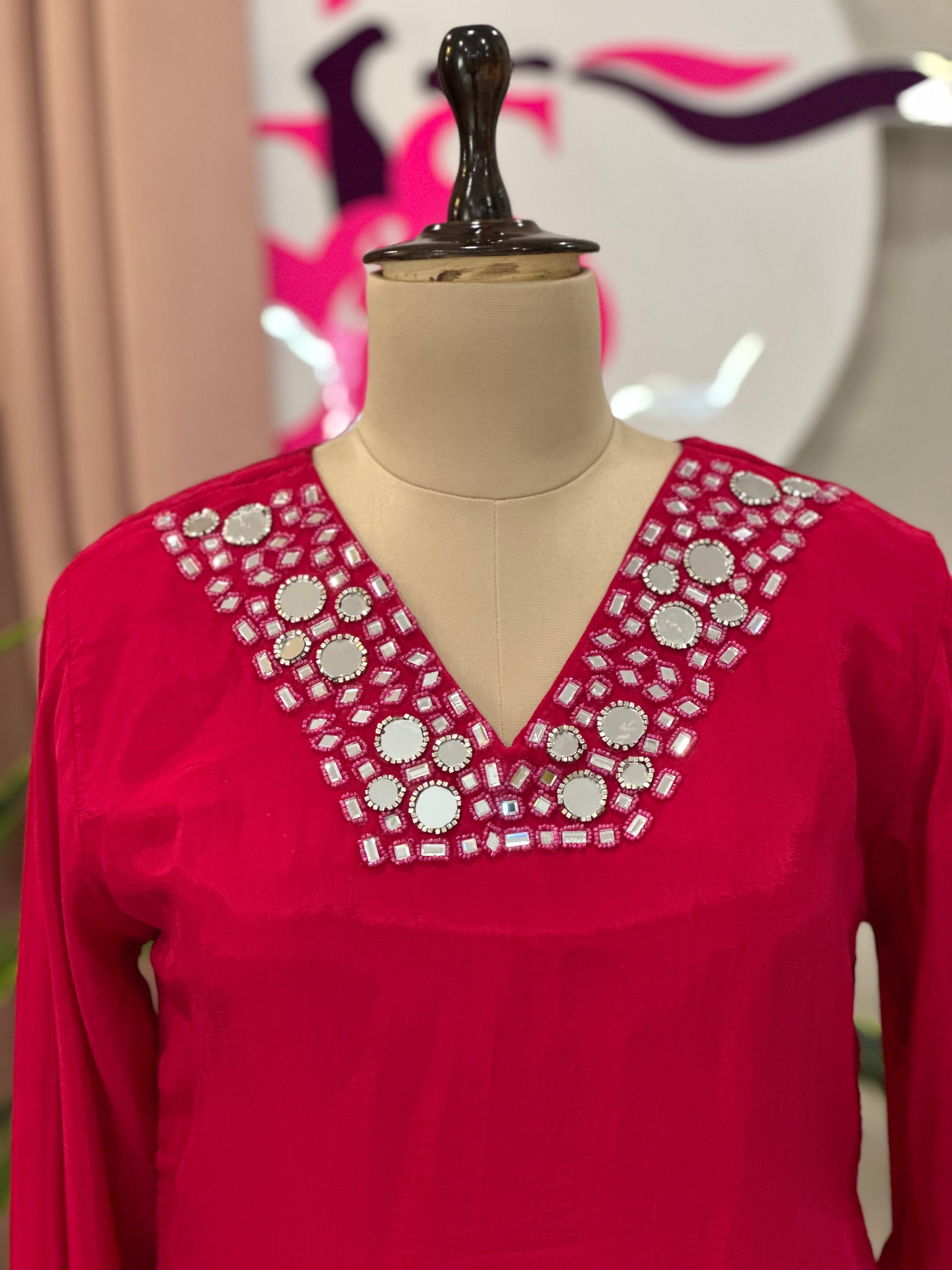 Orignal Mirror Work A-line Kurta Set