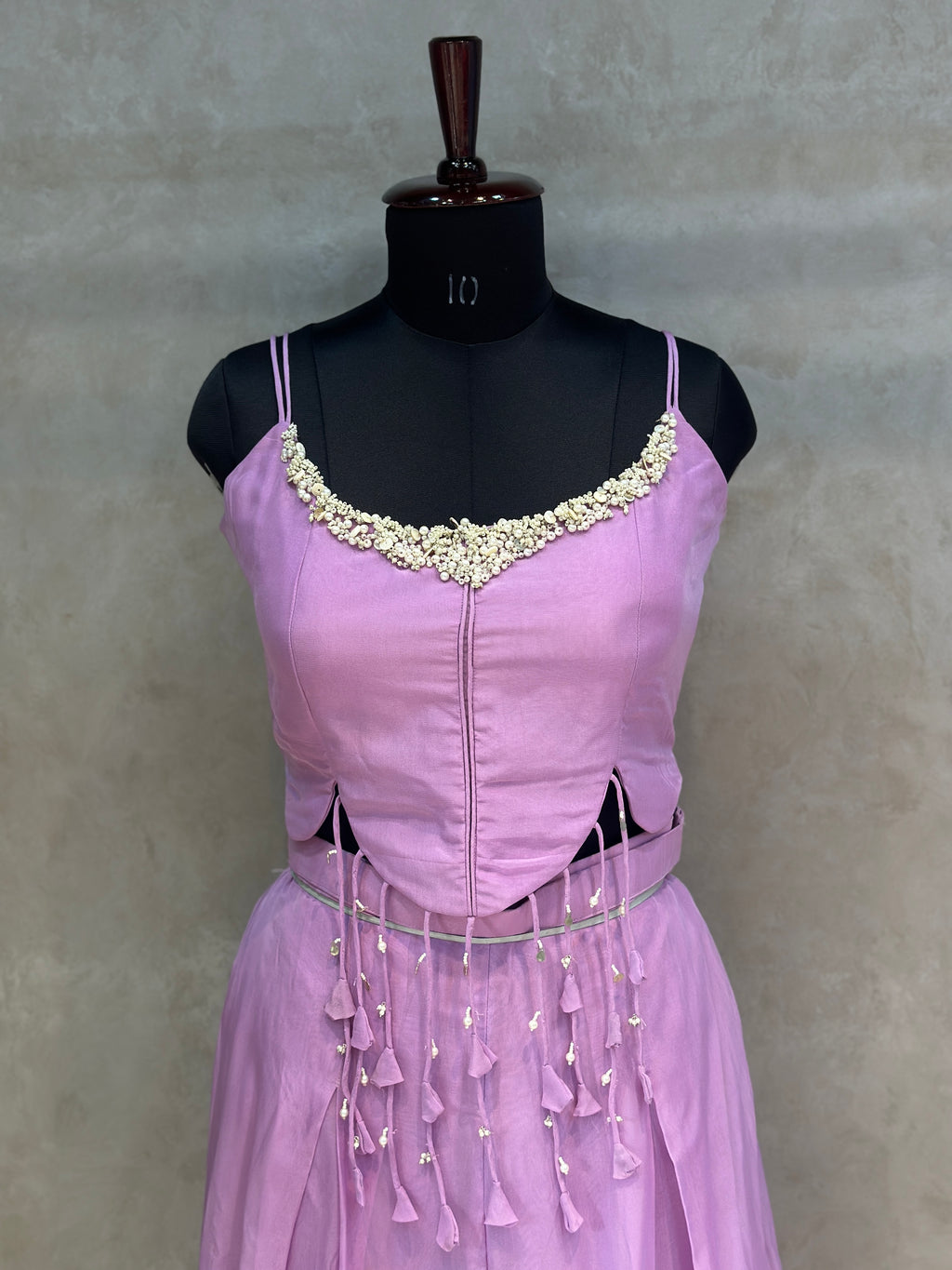 PURE ORGANZA PLAZO SET WITH BEAUTIFUL PEARLS HANDWORK