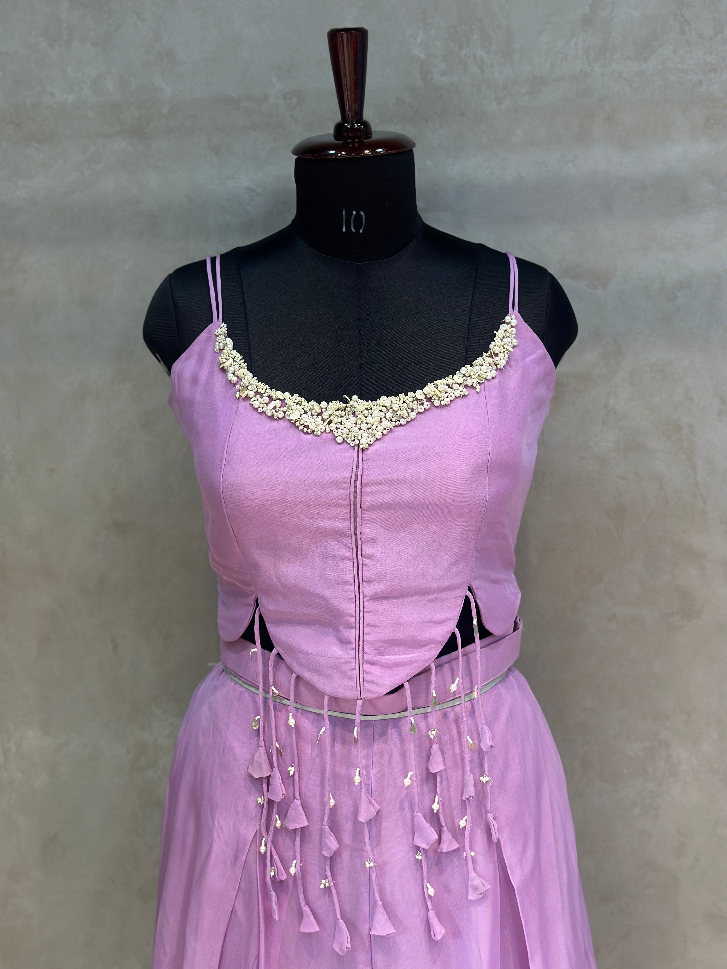 PURE ORGANZA PLAZO SET WITH BEAUTIFUL PEARLS HANDWORK