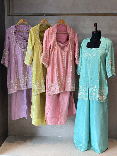 ZARI TISSUE HANDWORK JACKET SET