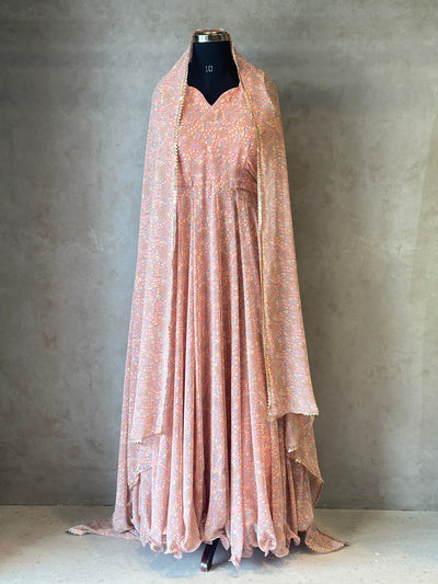LONG FLORAL ANARKALI SUIT