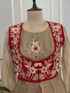 Jacket Style Handwork Anarkali with Dupatta