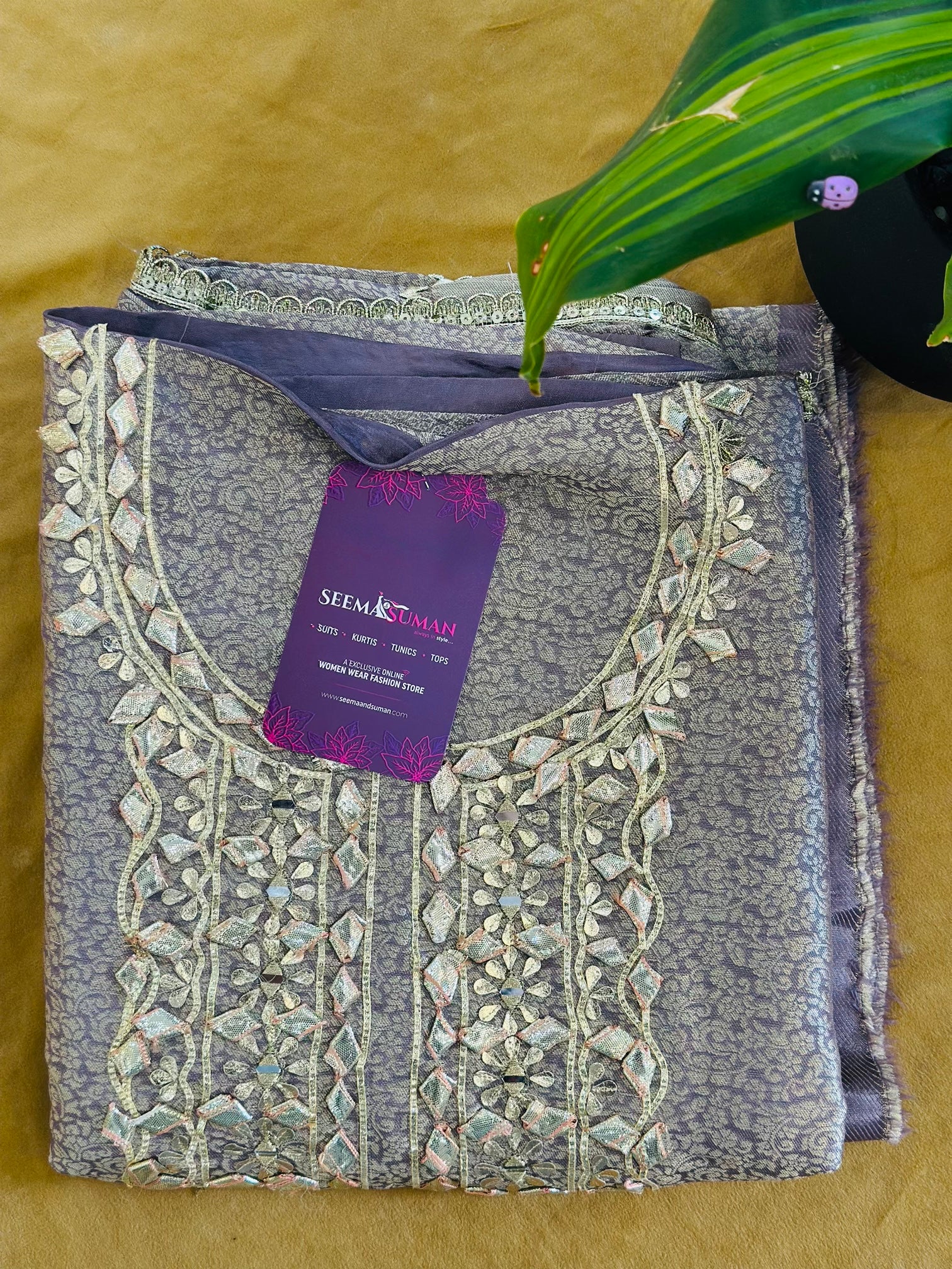 Premium Gota Patti Handwork Unstitched Suit Set