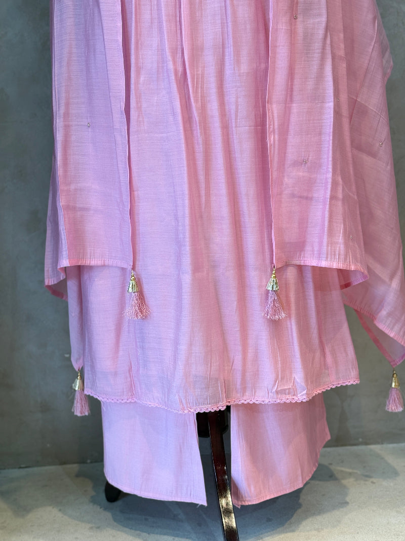 Beautiful Anarkali In Pure Mal Chanderi With Handwork