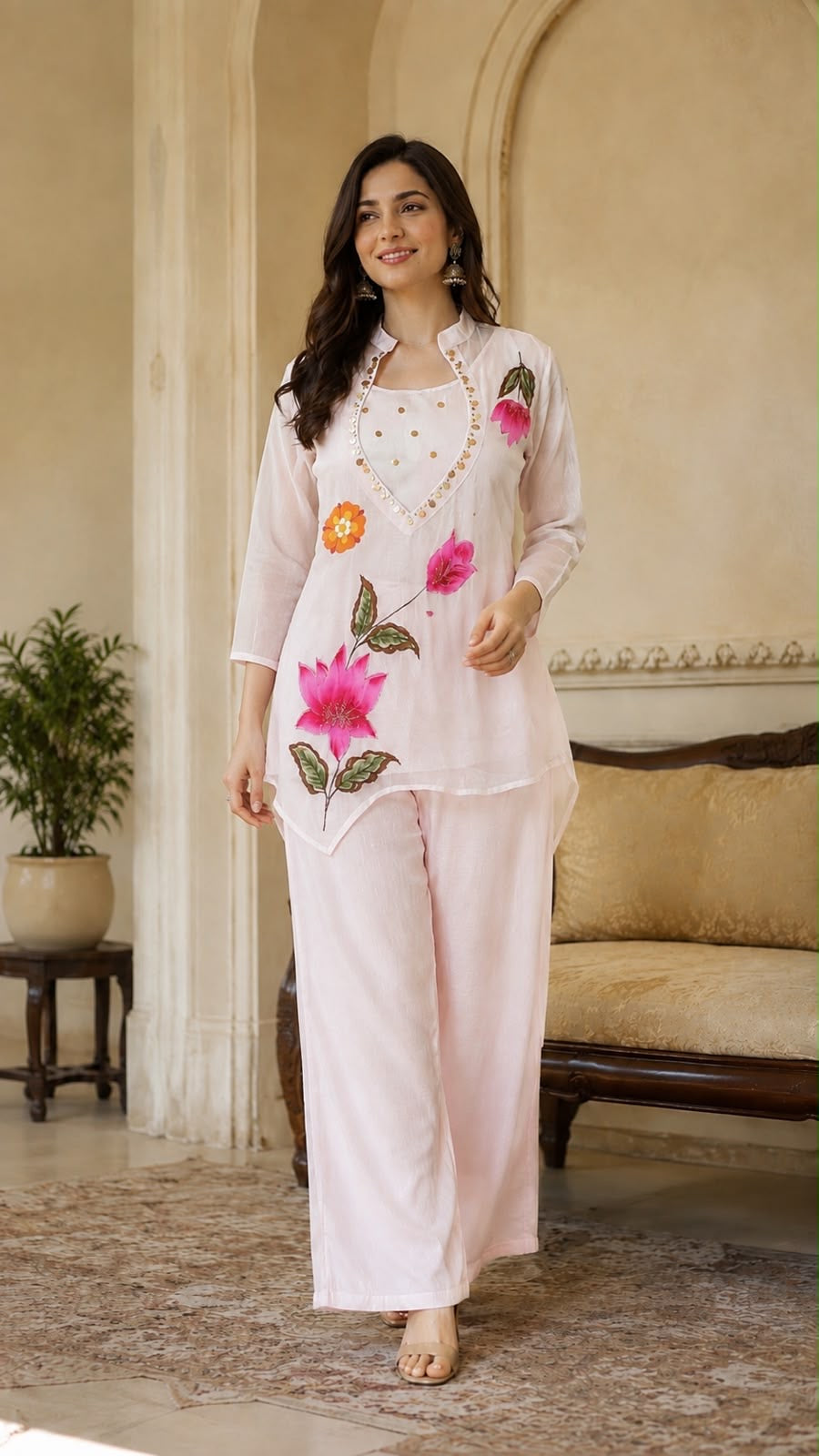 💖 Kamalini Floral Handpainted Co-Ord Set 💖