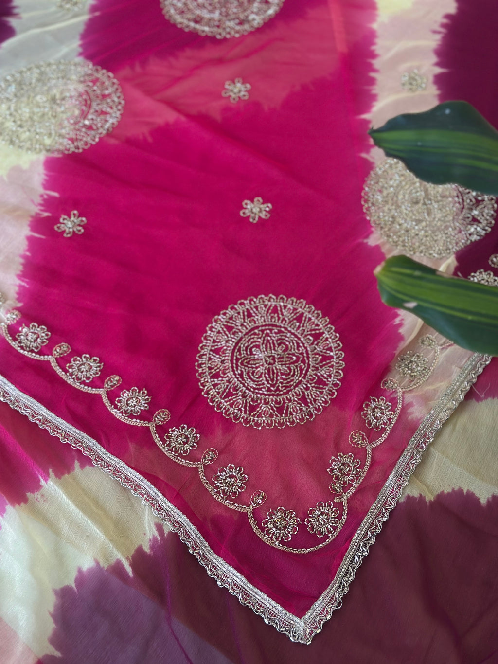 Premium Tie & Dye Chiffon Saree