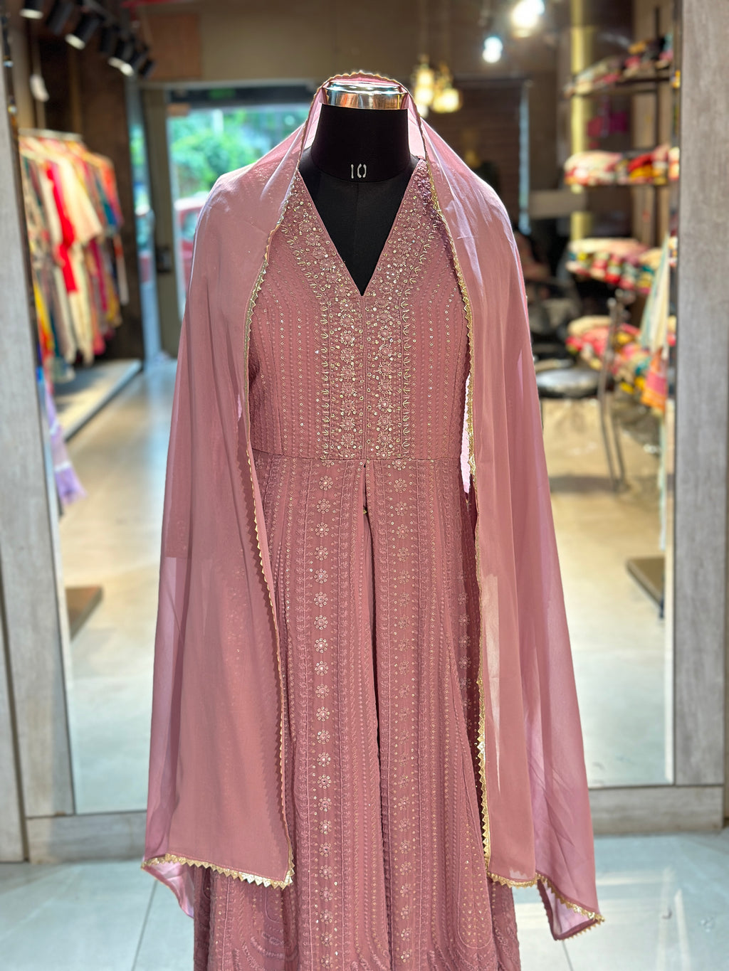 WESTERN FUSION HEAVY WORK ANARKALI SUIT