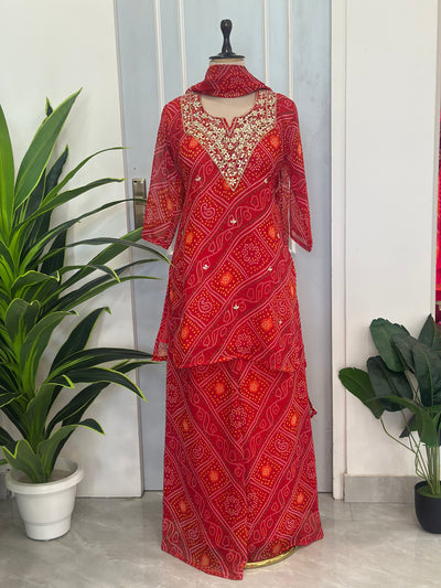 ✨ Traditional Bandhej Handwork Three-Piece Set ✨