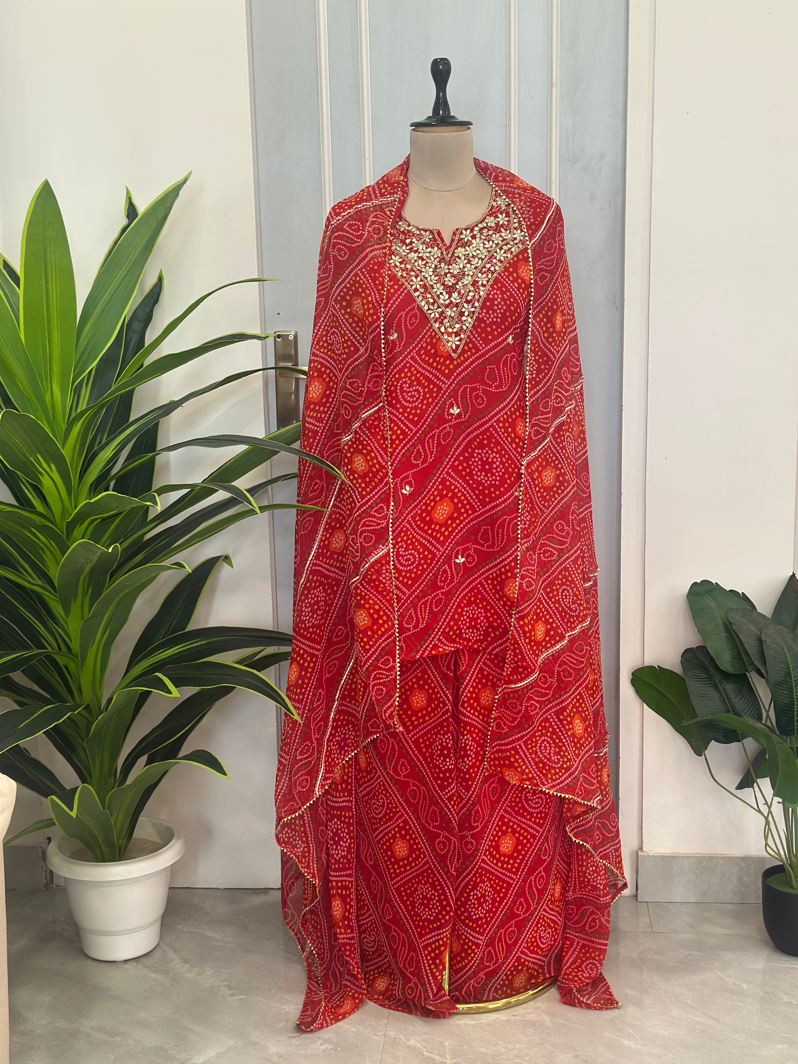 ✨ Traditional Bandhej Handwork Three-Piece Set ✨