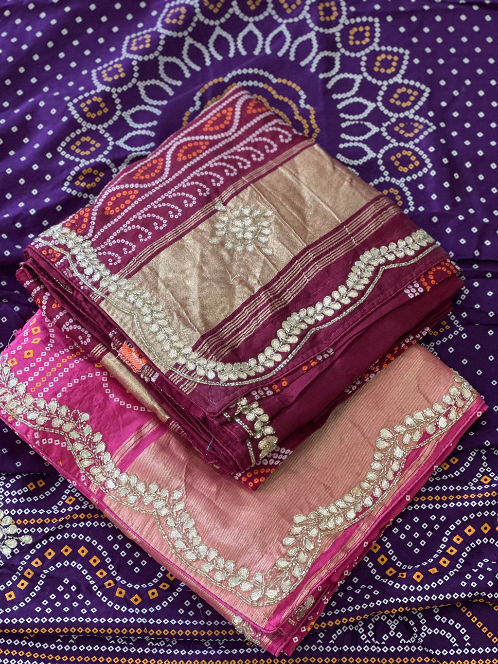 ✨Royal Bandhej Saree with Premium Gota Patti Detailing ✨