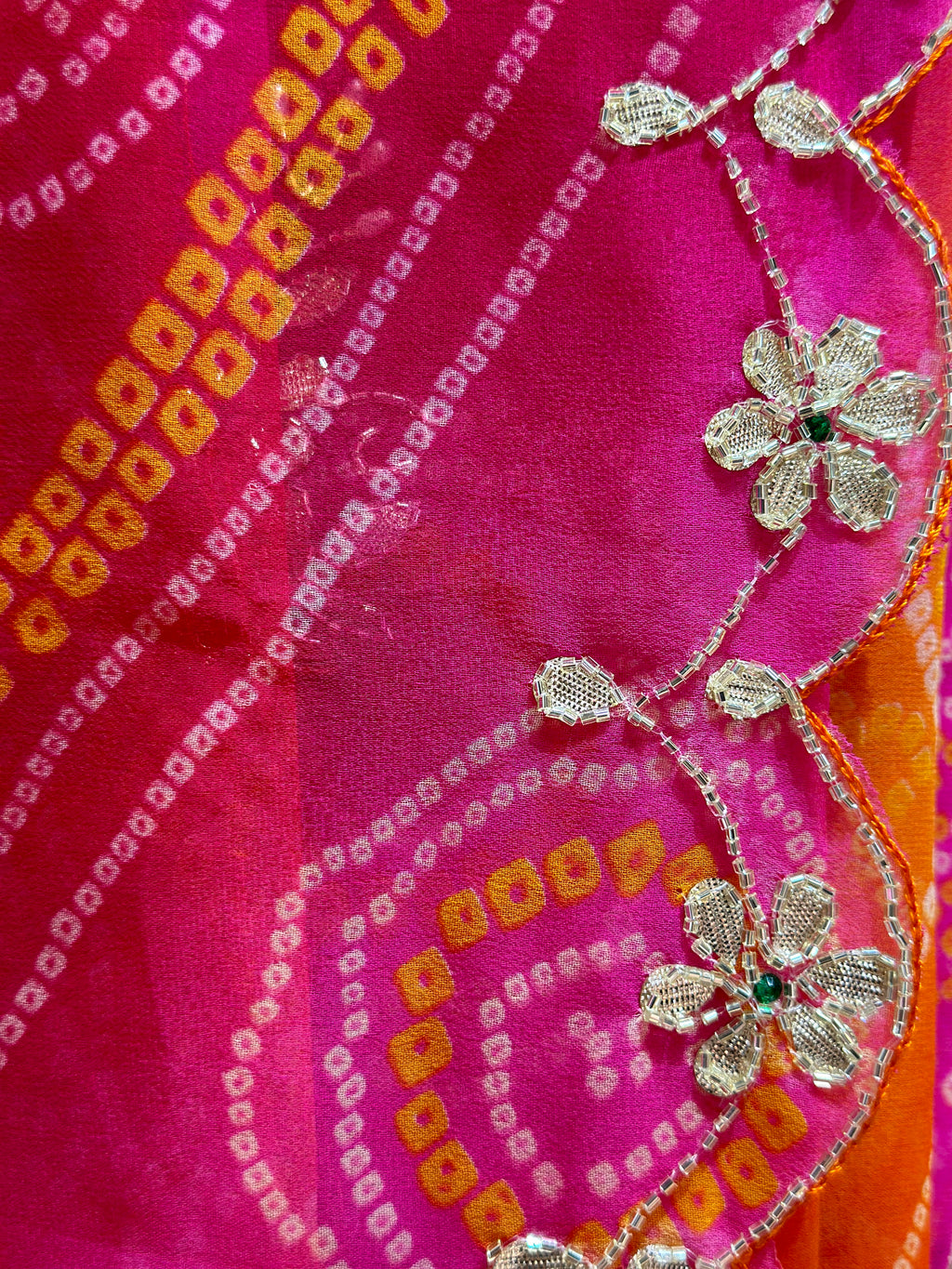 BHANDEJ PACHRANGI GOTTA PATTI HANDWORK SAREE